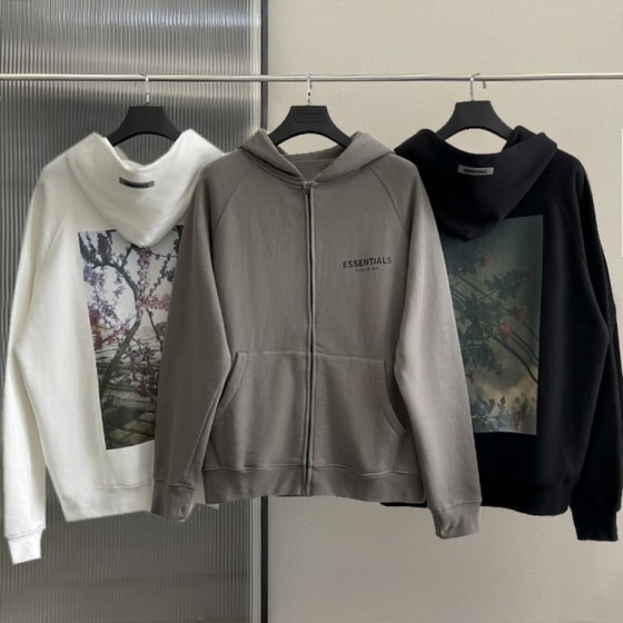 Fear of God Essentials Floral Photo Print Full-Zip Hoodie